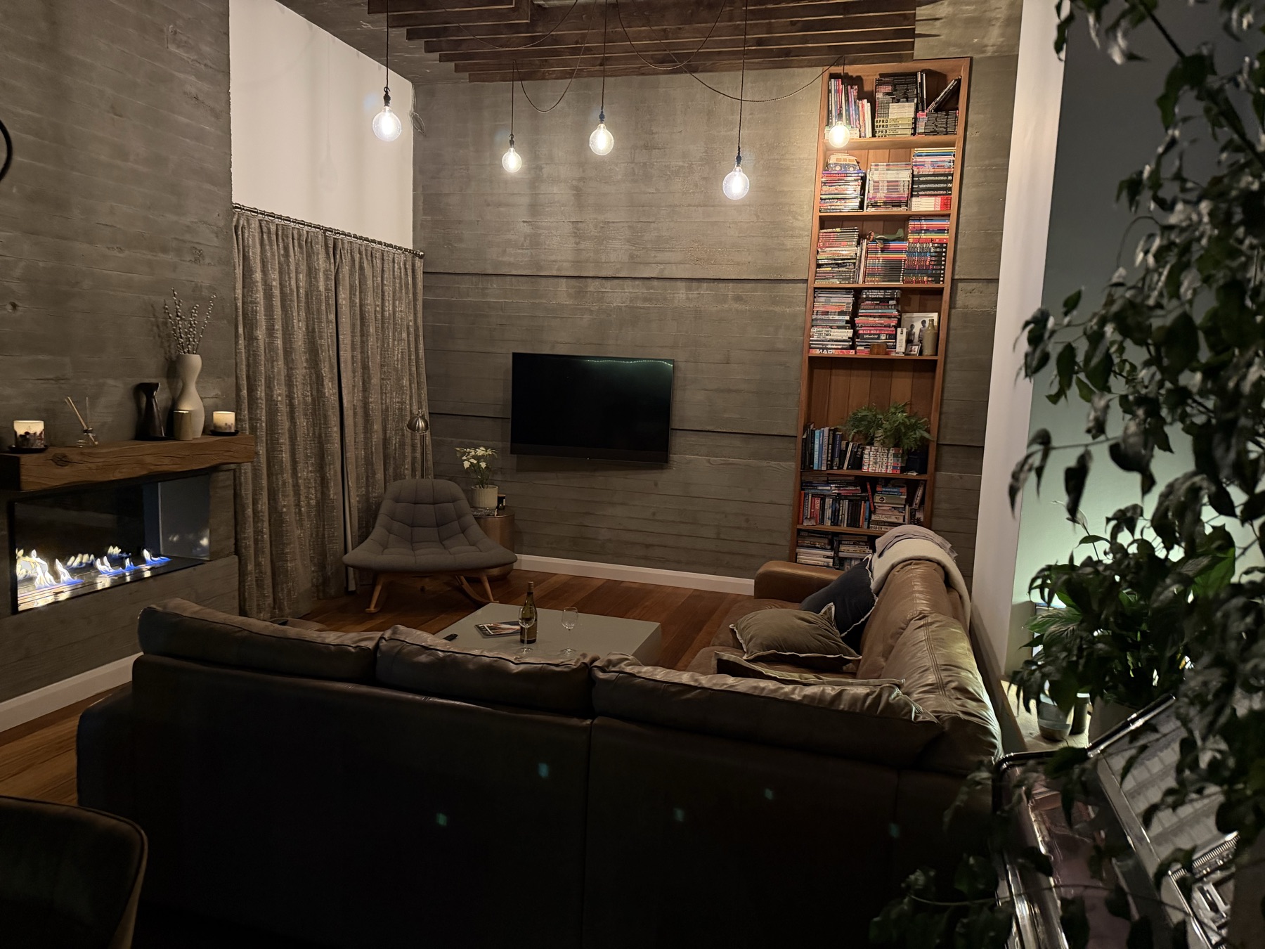 The living room at night
